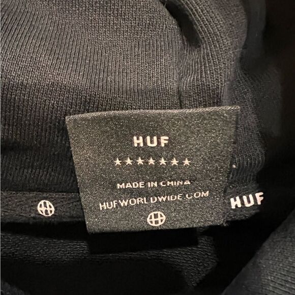 Dragon Embroidered Hoodie Black Heavyweight Streetwear Pullover S HUF - Picture 6 of 7